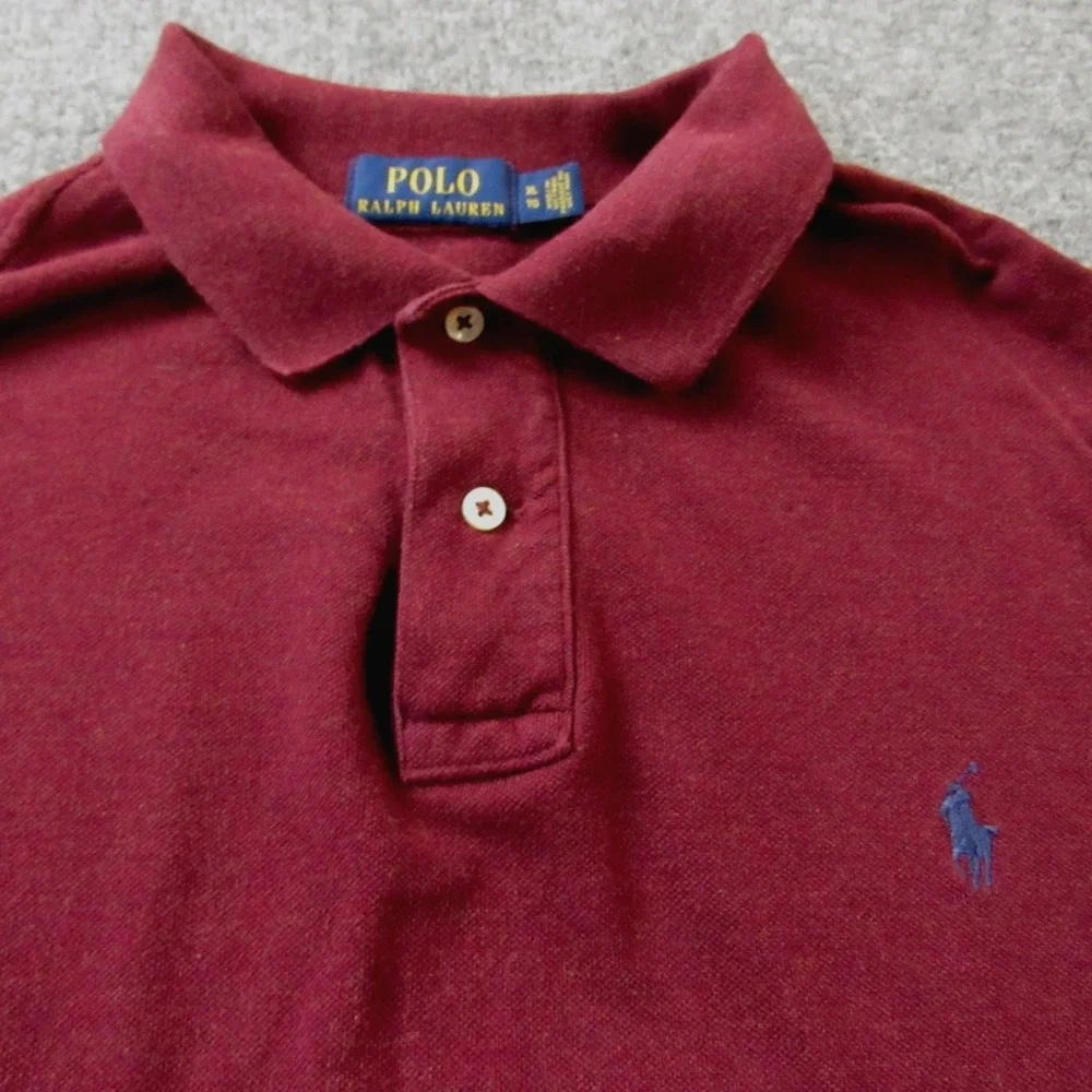 Polo Ralph Lauren Polo Shirt Men XL Burgundy Long Sleeve Embroidered Pony Preppy